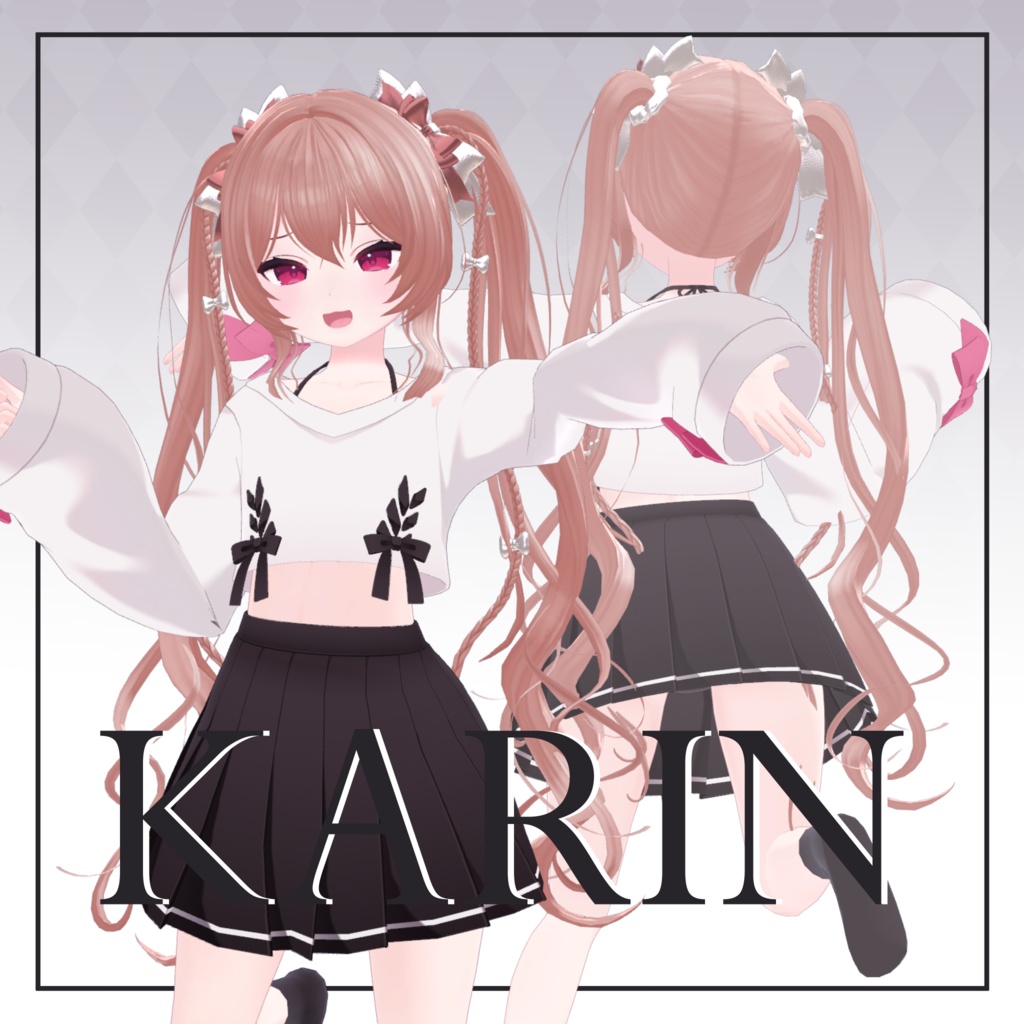 【6avatar対応】Cute Ribbon Twintail【VRC想定】