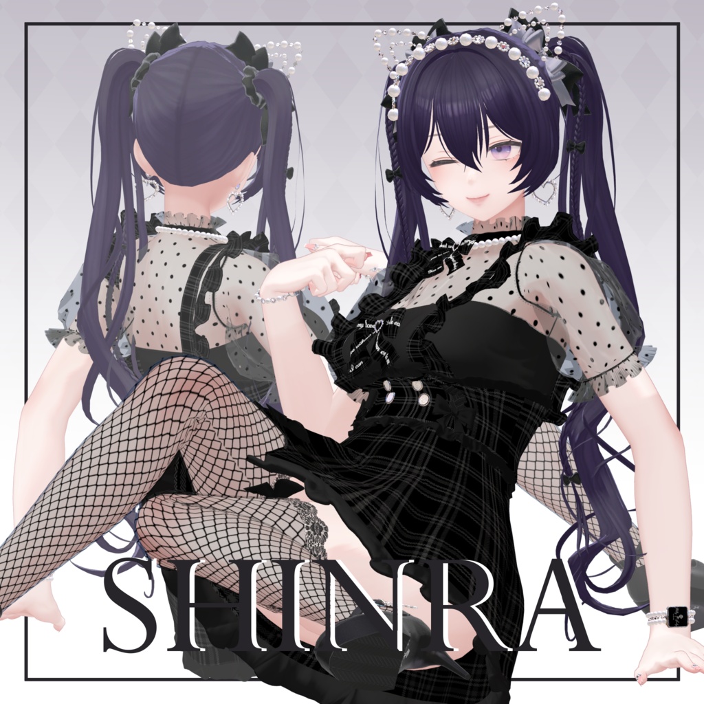 【6avatar対応】Cute Ribbon Twintail【VRC想定】