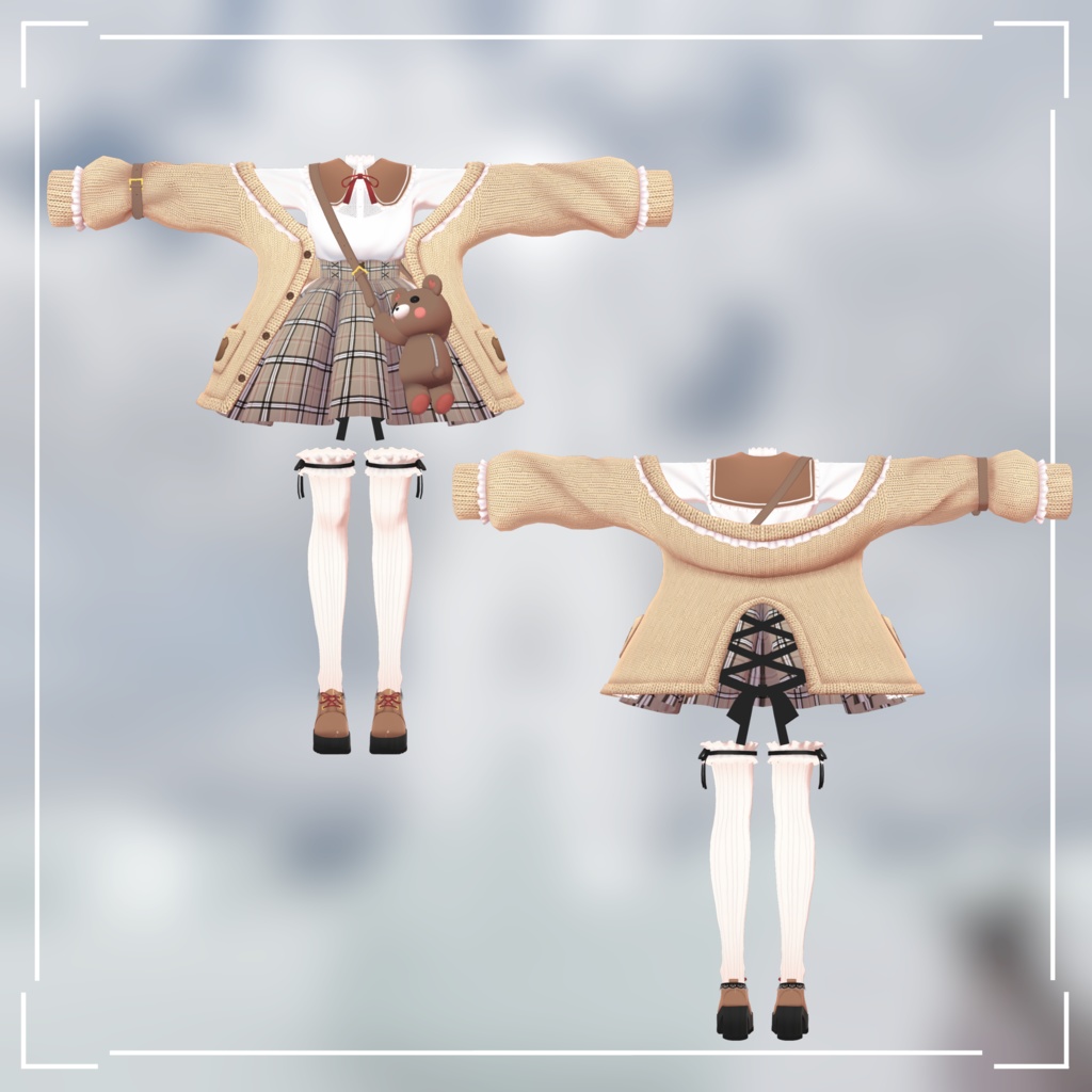 【マヌカ対応】おでかけくまちゃんコーデ【VRC想定】