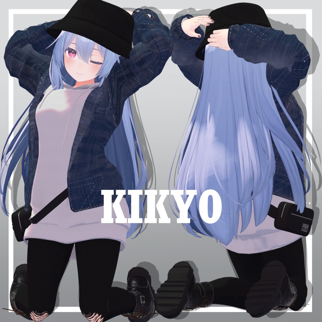【6アバター対応】デニムパーカー【VRC想定】