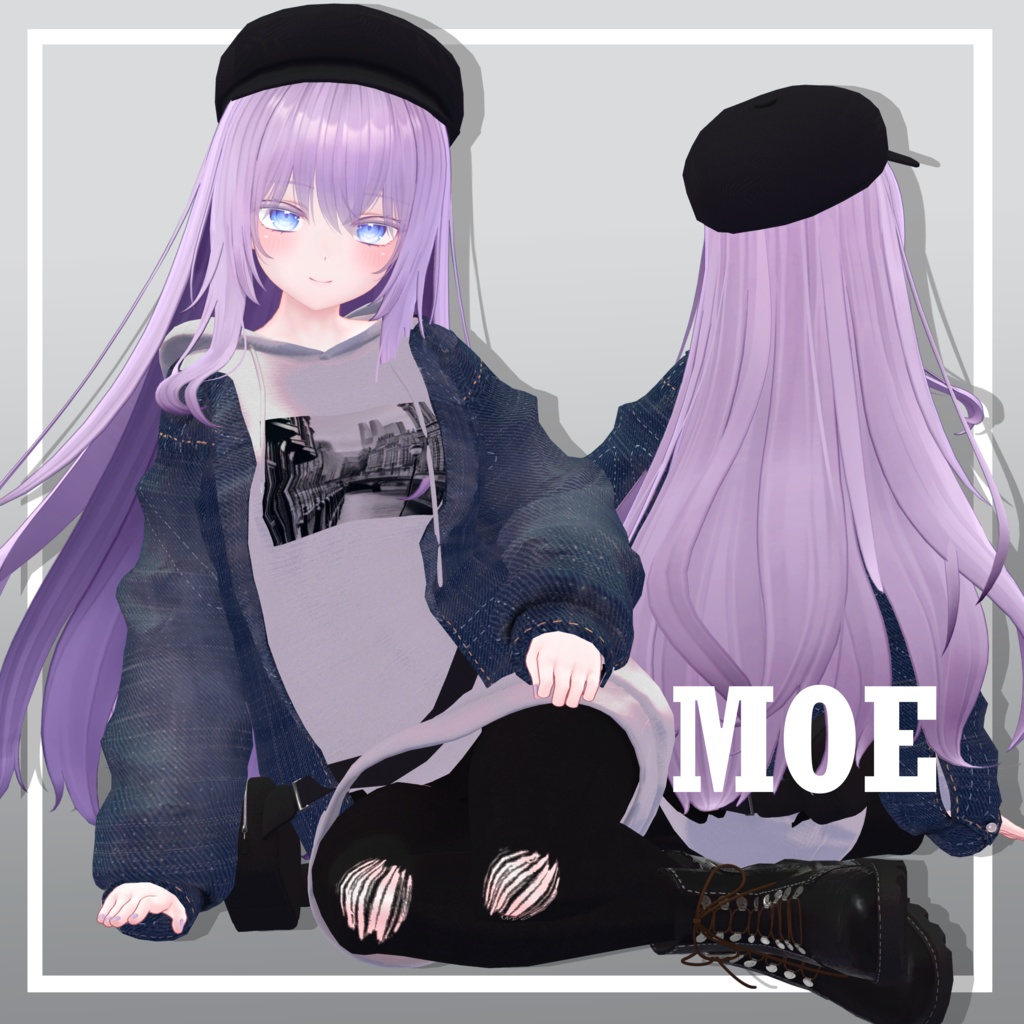 【6アバター対応】デニムパーカー【VRC想定】