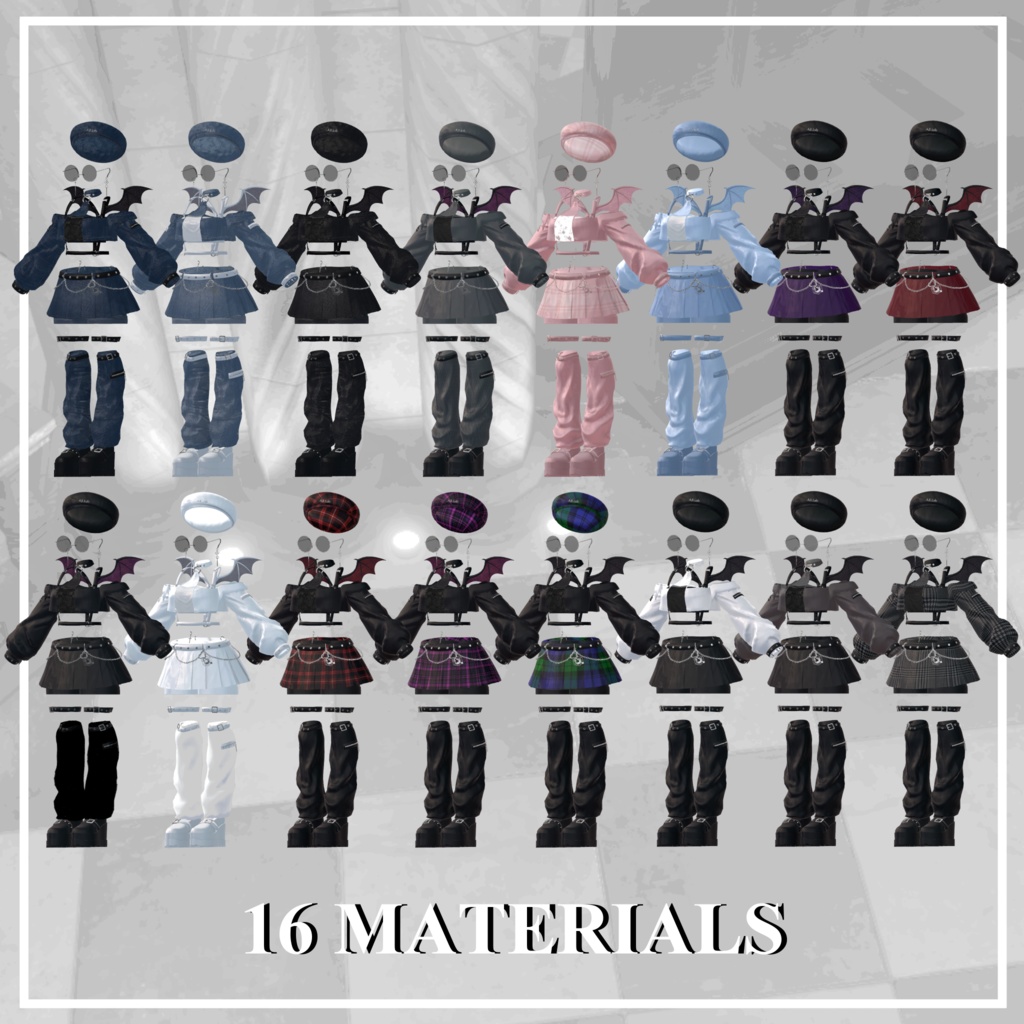 【6アバター対応】パンキッシュガールコーデ【VRC想定】