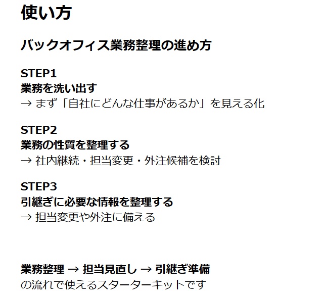バックオフィス業務整理スターターキット