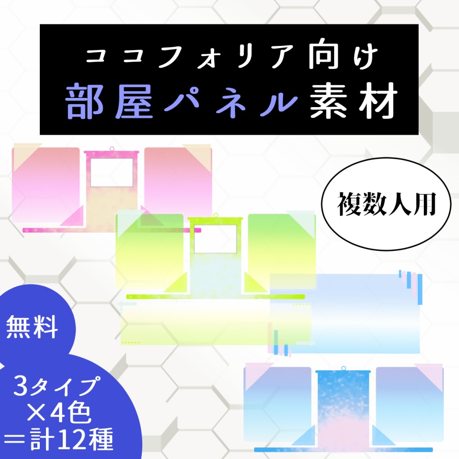 【無料】ココフォリア向け部屋パネル素材-複数人用