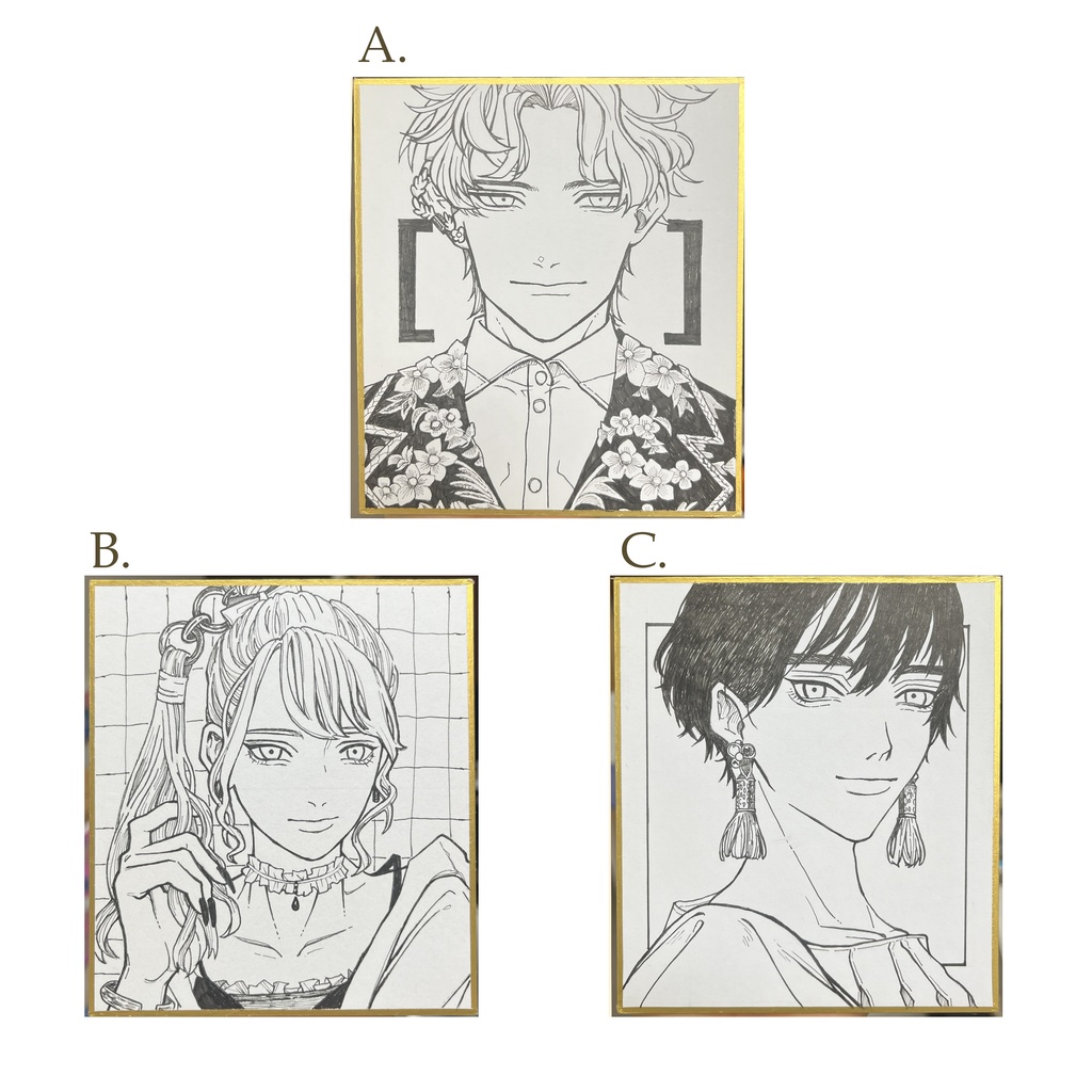 色紙原画　モノクロ