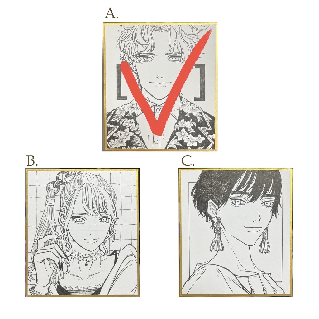 色紙原画　モノクロ