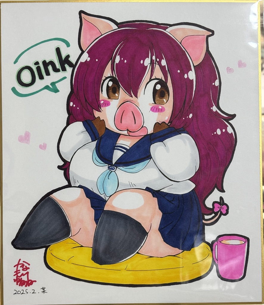 トン子ちゃんイラスト色紙