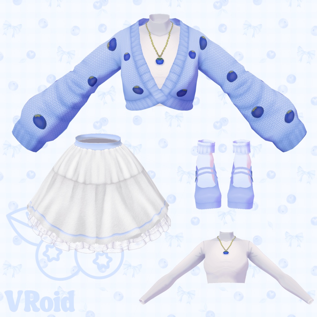 Blueberry Cardigan - Outfit - VRoid