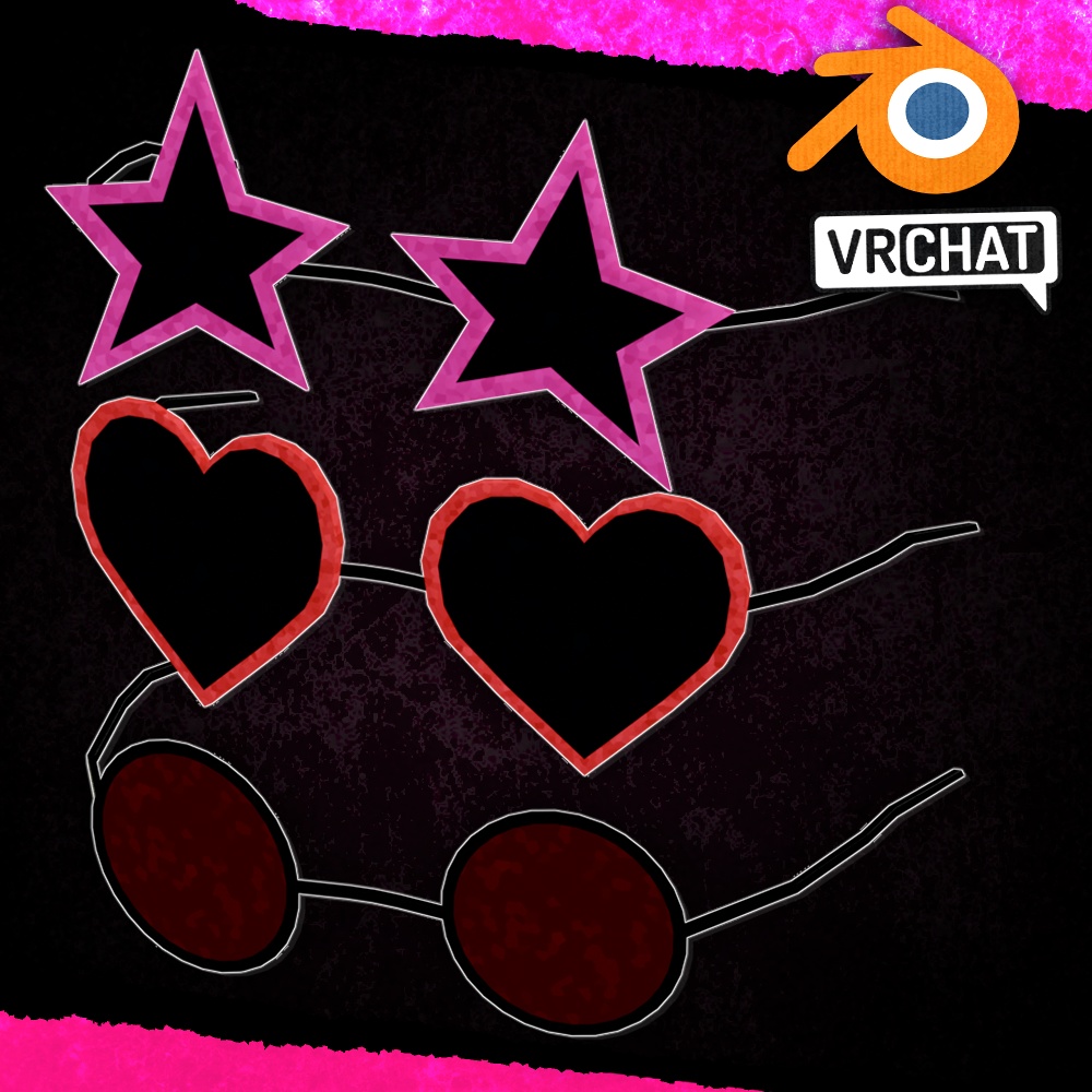 [BLENDER/VRCHAT] Shaped Sunglasses