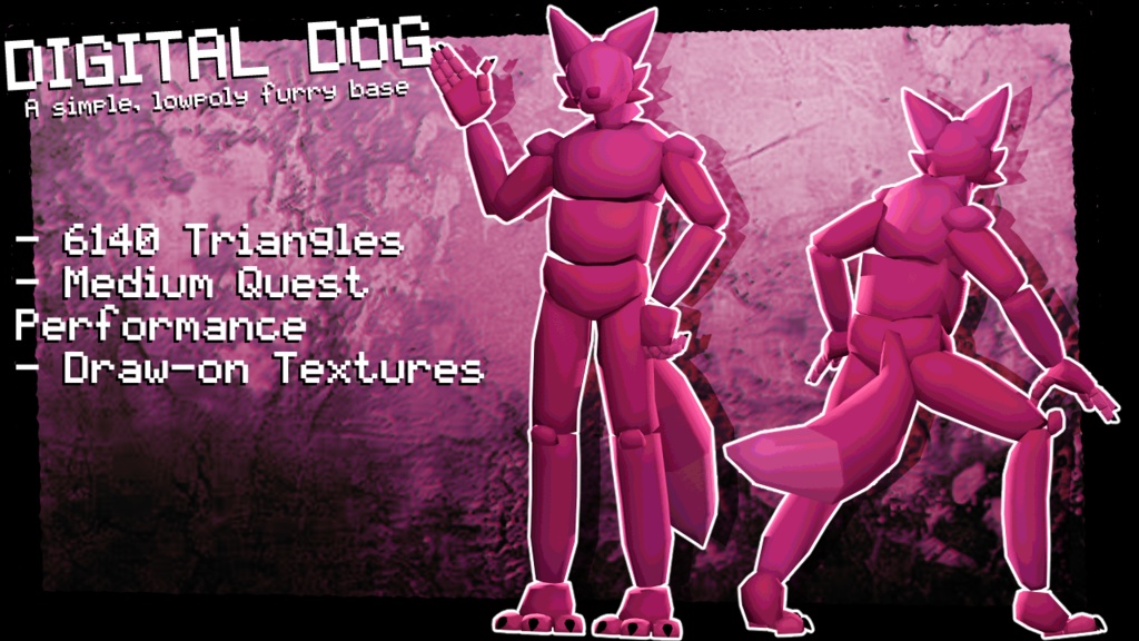 [VRCHAT AVATAR] Digital Dog (Simple Lowpoly Furry Avatar Base) - stellarbat - 2/2