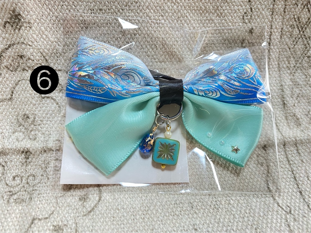 チャーム付きリボン ゴム 3