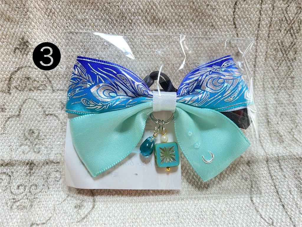 チャーム付きリボン ゴム 3