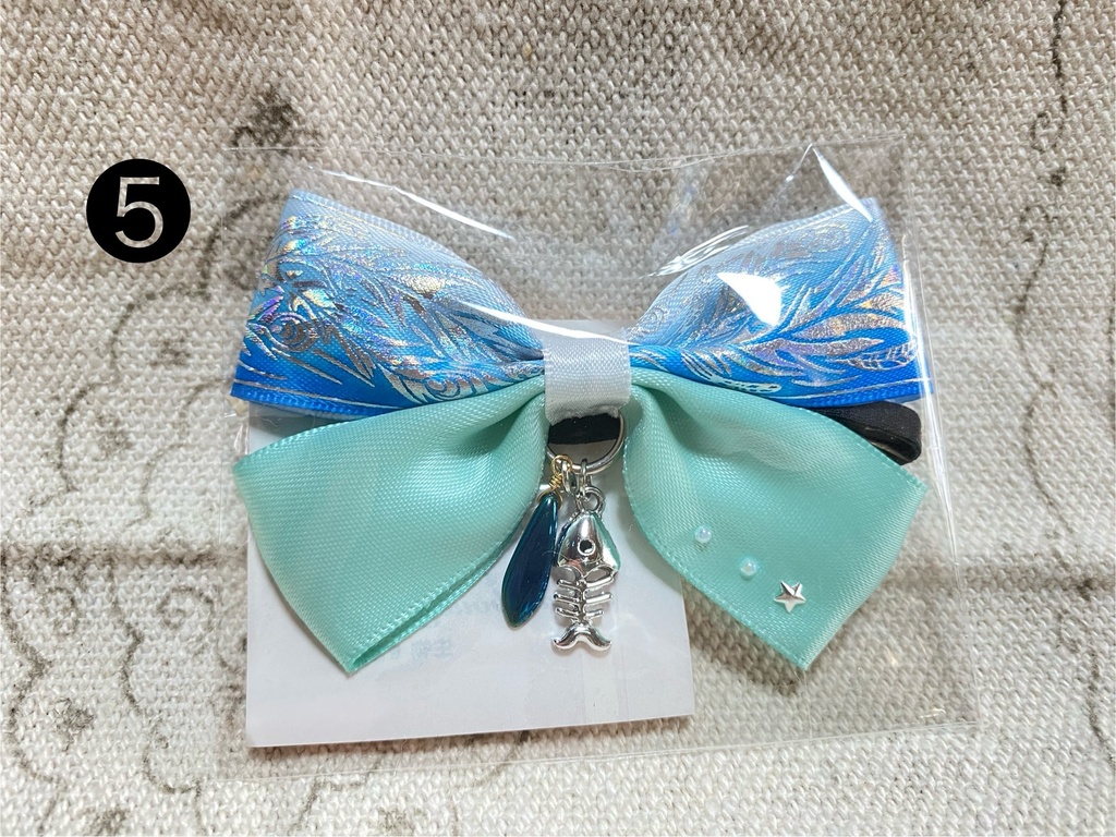 チャーム付きリボン ゴム 3