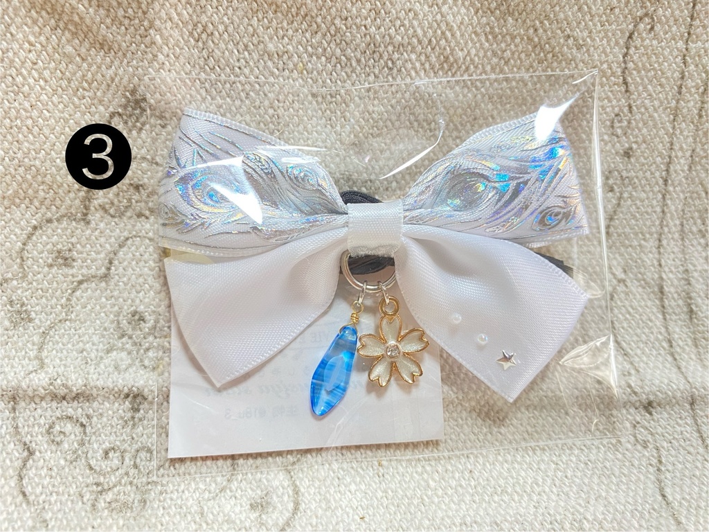 チャーム付きリボン ゴム 4