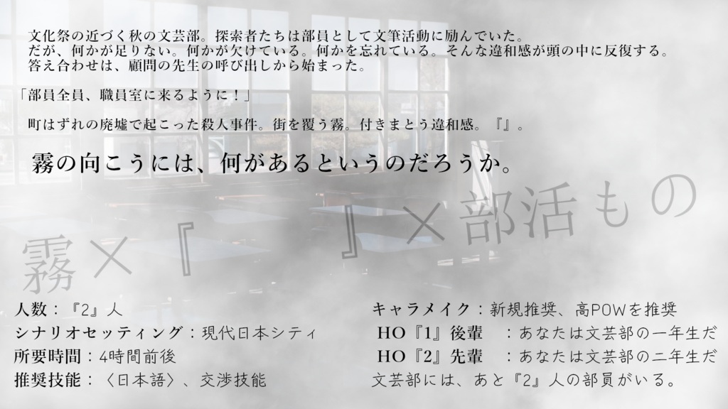 【CoC6版】「『』は名も無き霧の向こうに」SPLL:E198399