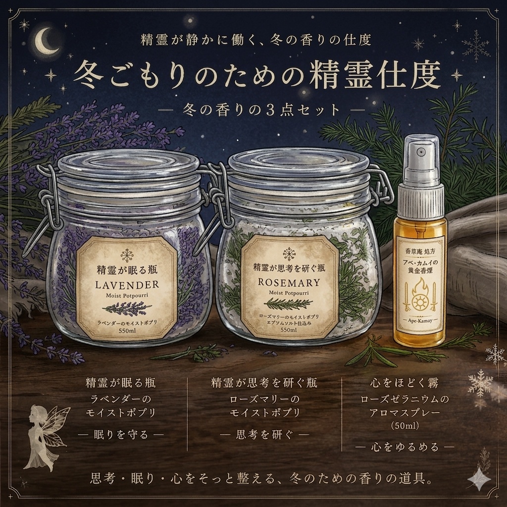 冬ごもりのための精霊仕度 ― 冬の香りの三点セット ―