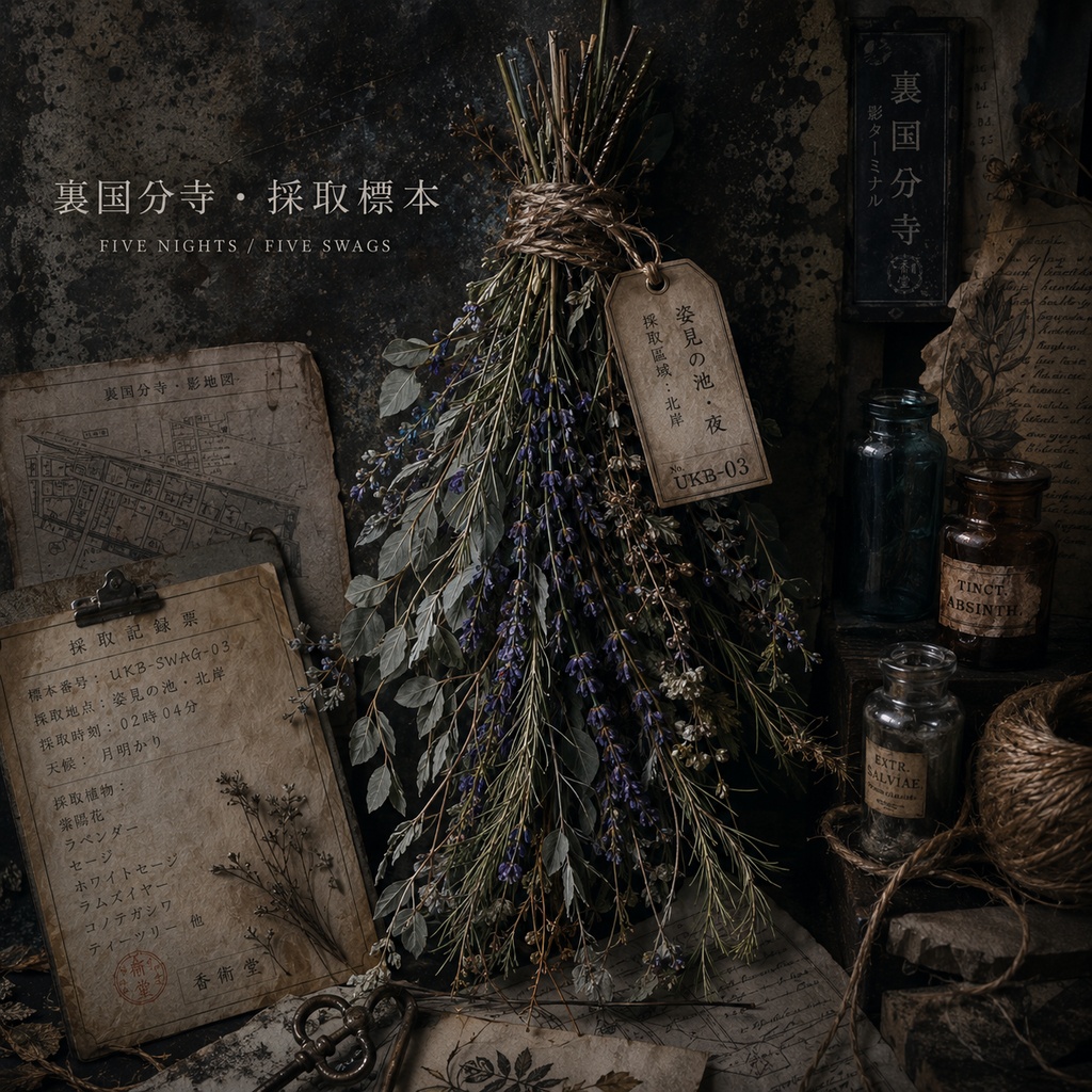 裏国分寺・採取標本スワッグ|五つの夜から選ぶ物語の束【受注制作】