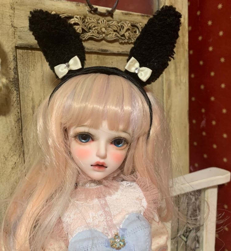 ケモ耳カチューシャ　「白いリボンの黒うさぎ」