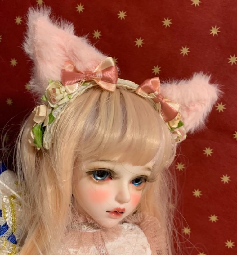 ケモ耳カチューシャ　「桜の華の冠」猫型