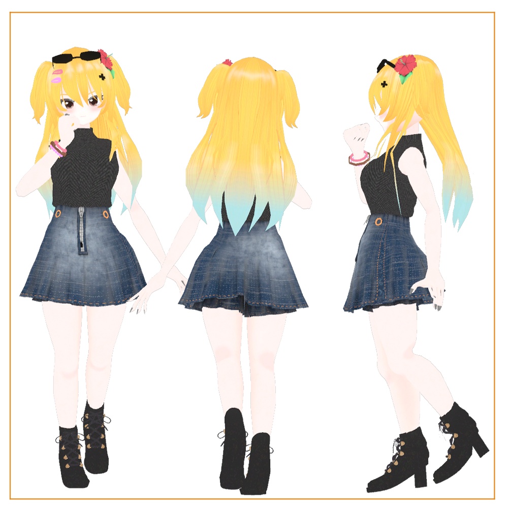 VRChat想定 オリジナル3Dモデル 鬼爪瑠奈 V2