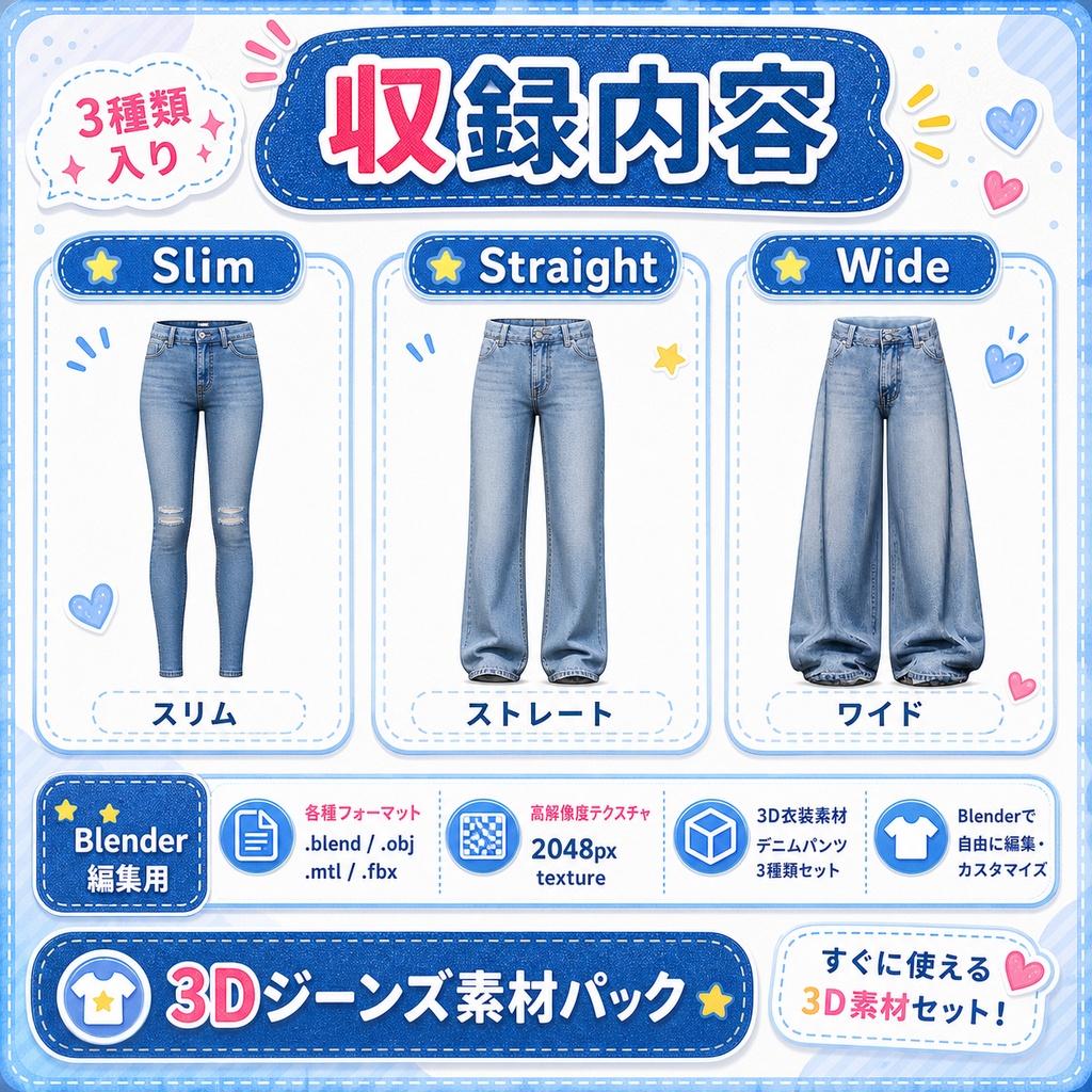 3Dジーンズ素材パック 有料β
