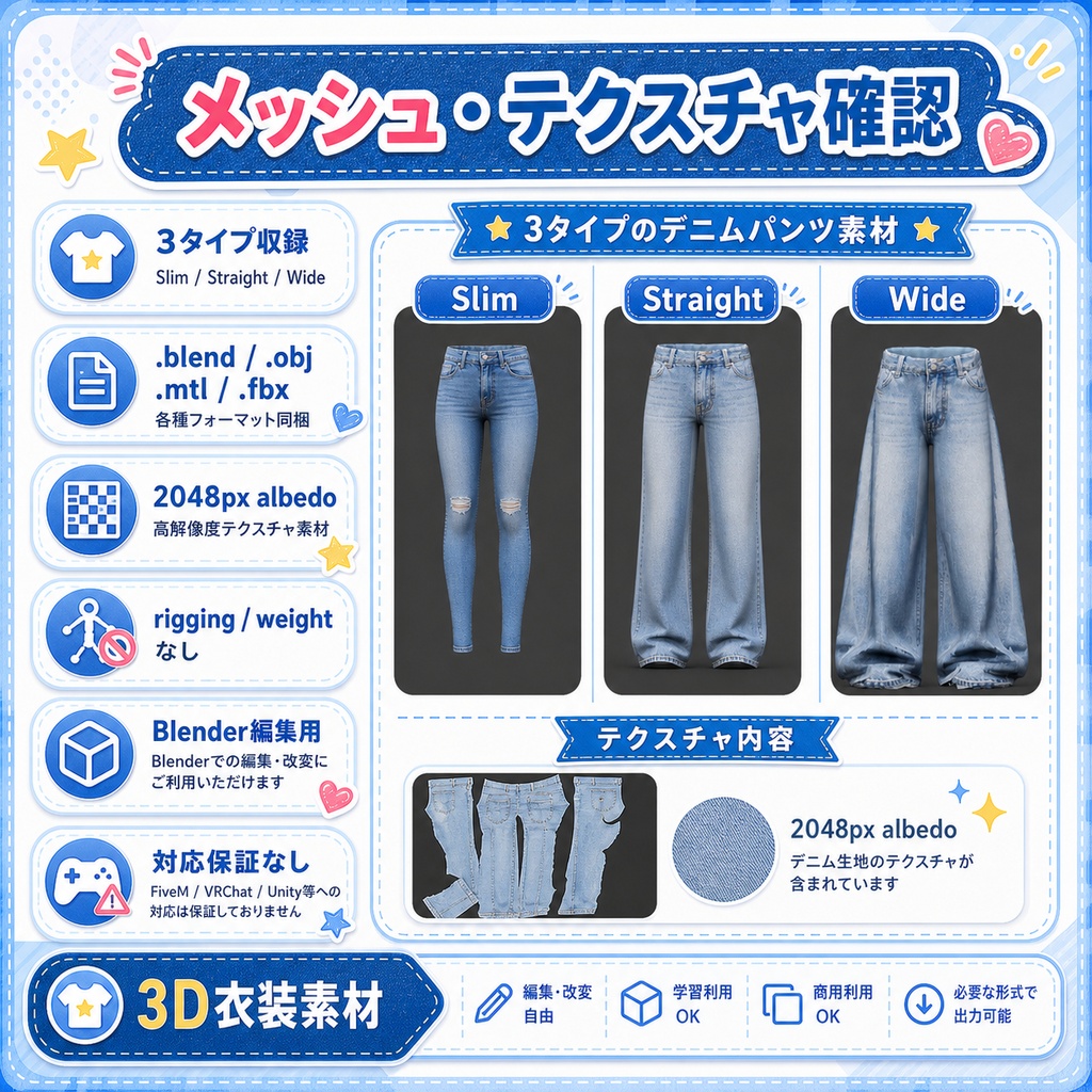 3Dジーンズ素材パック 有料β
