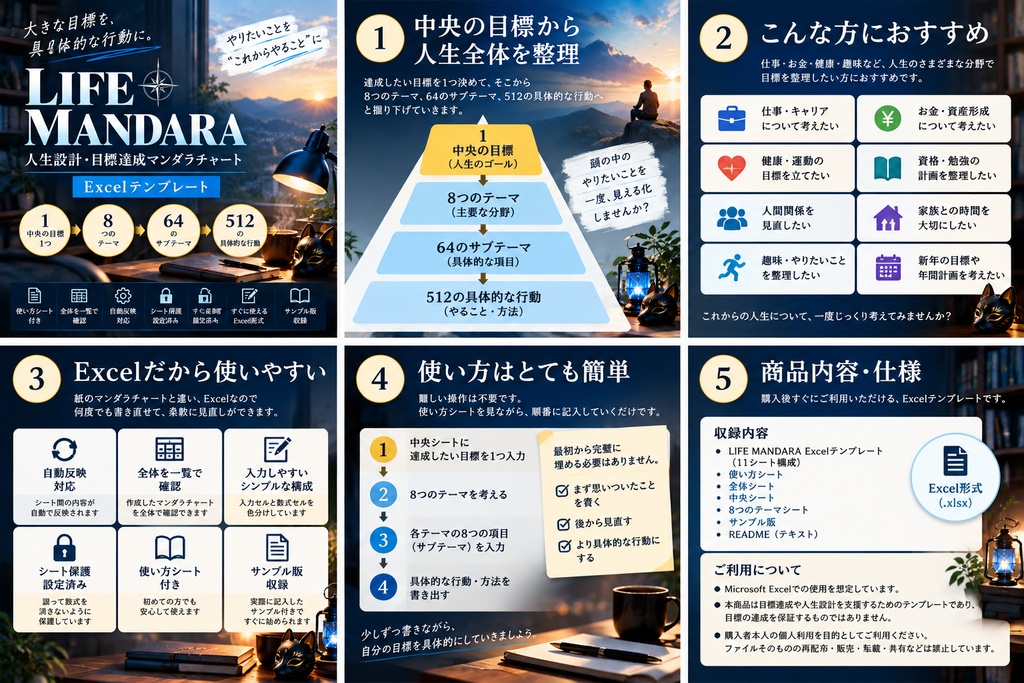 LIFE MANDARA|人生設計・目標達成マンダラチャート Excelテンプレート