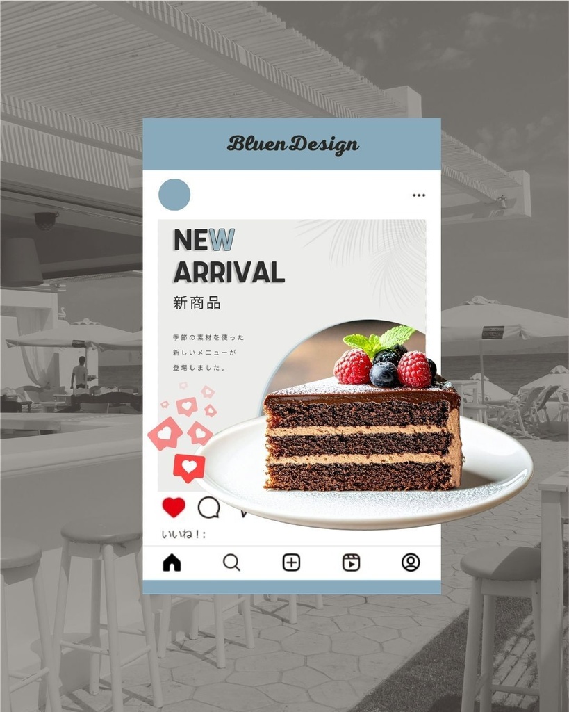 カフェ・ベーカリー・ケーキshop向け Canva編集対応。Instagram投稿テンプレート12デザインセット