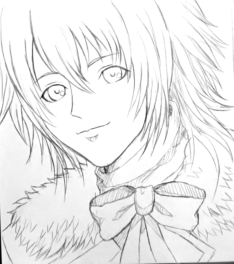 【原画】【試作価格】0.3mmシャーペン原画／フウキ／ミニ色紙　500円