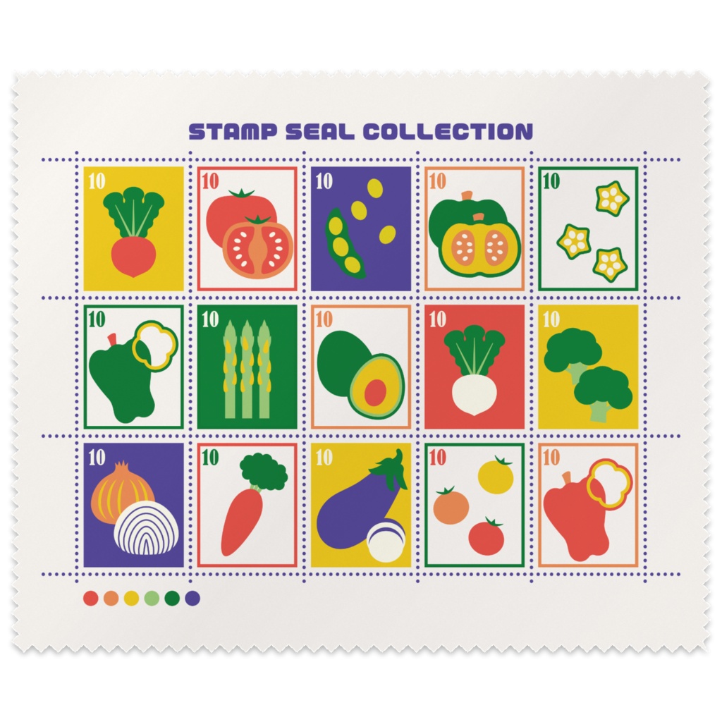 切手シート風メガネ拭き(野菜)