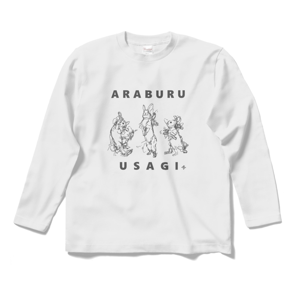 スケッチ『荒ぶる兎』/ロングスリーブTシャツ(白)