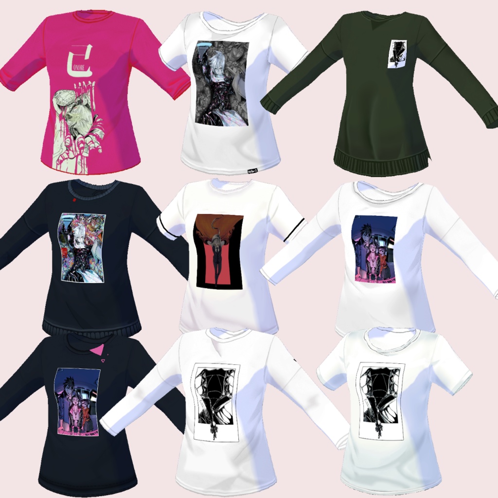 【Vroid用衣装テクスチャ】ビジュアルプリントトップス