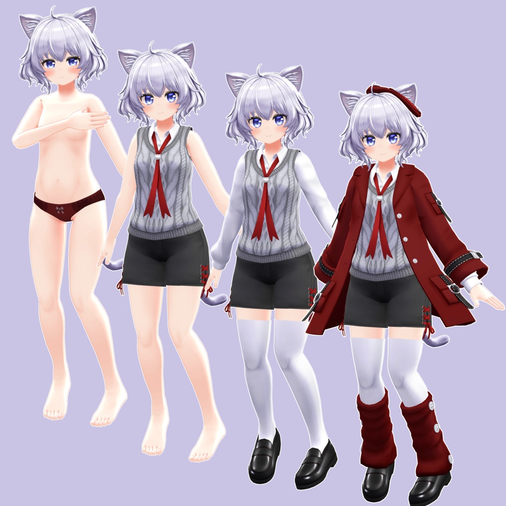 VRChat向け3Dアバター「しろがねこちゃん」