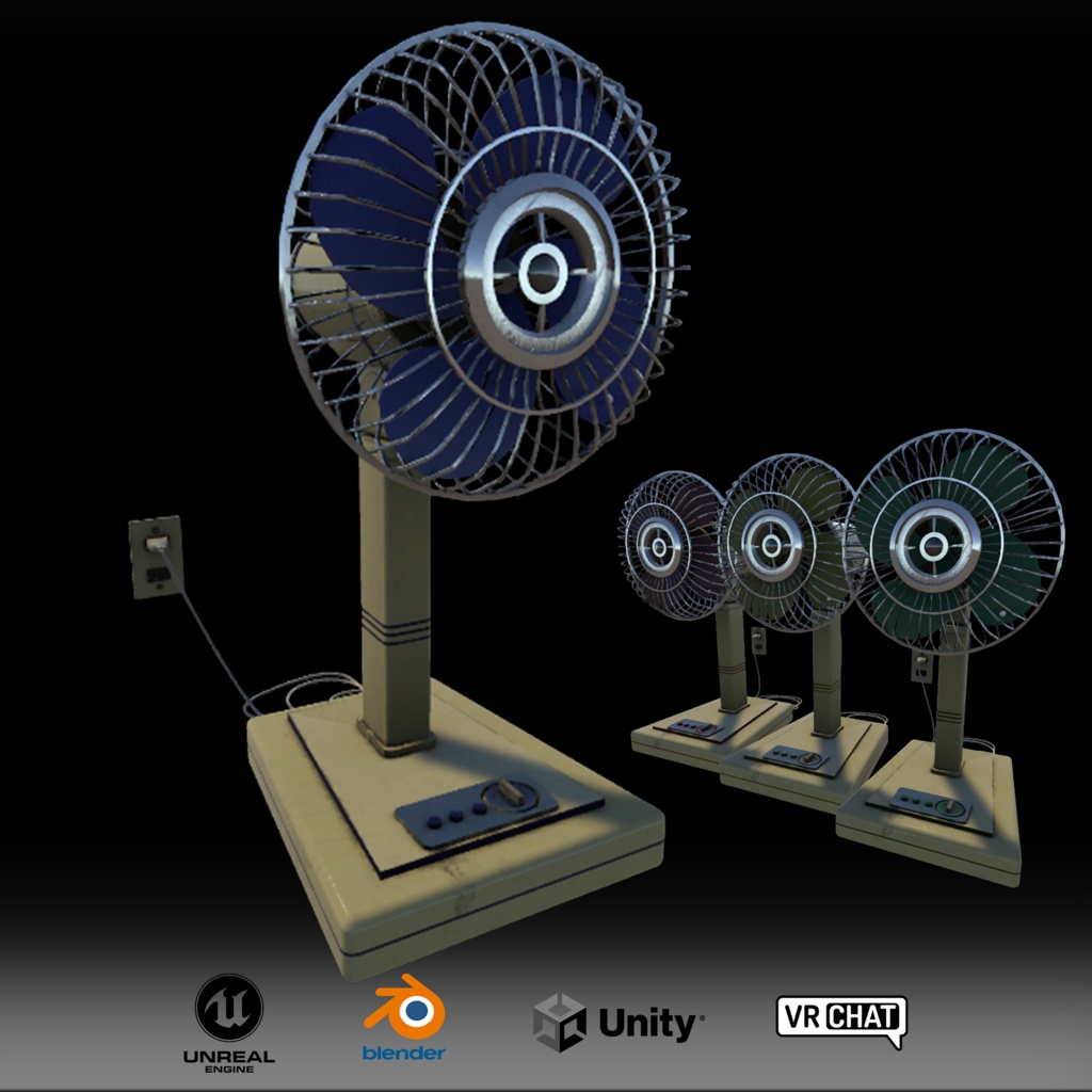 【昭和レトロ】扇風機4色セット【3Dモデル】