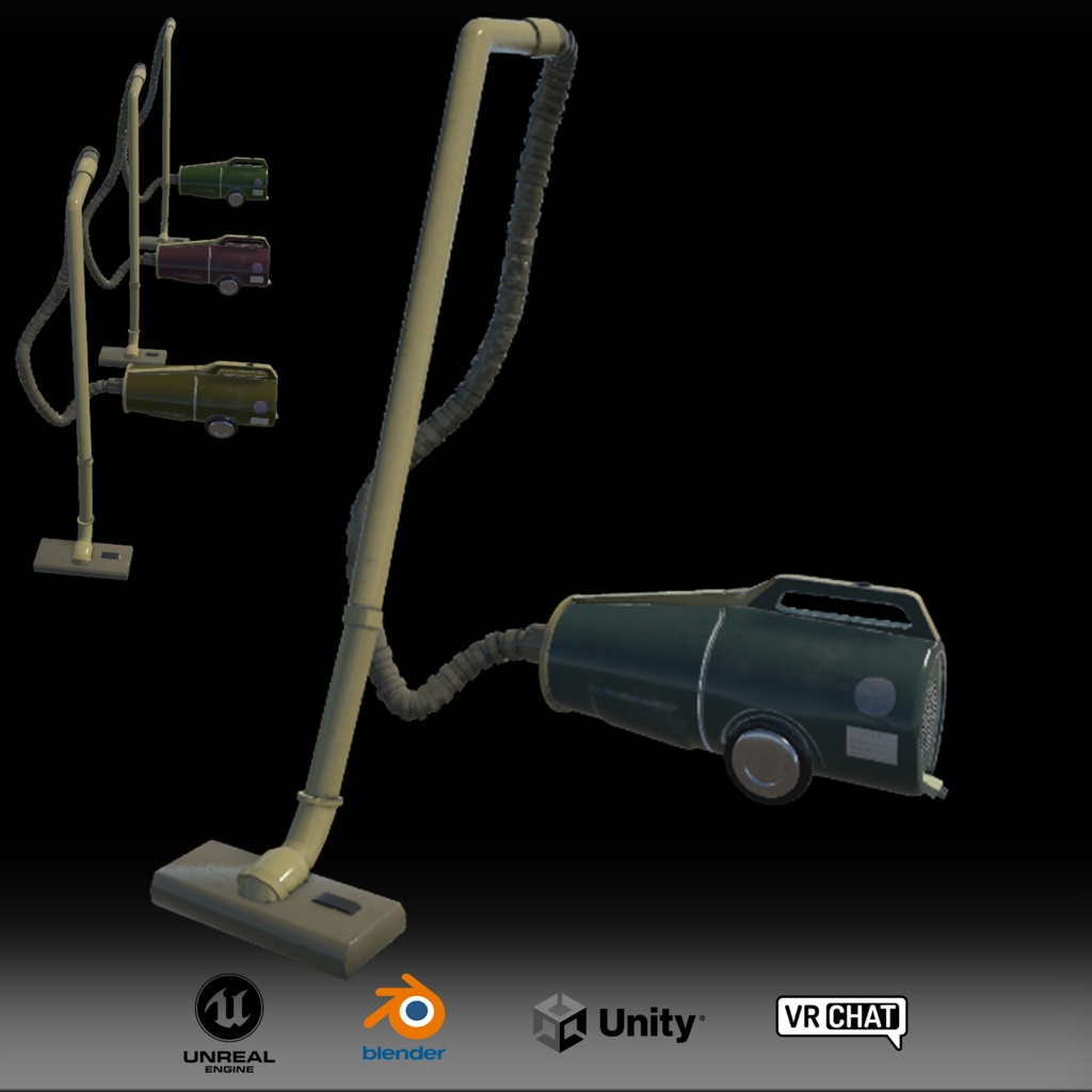 【昭和レトロ】掃除機4色セット【3Dモデル】