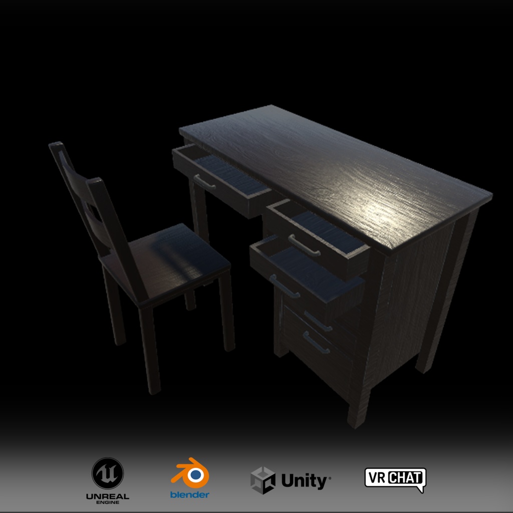 【無料】机と椅子セット 2種セット【3Dモデル】