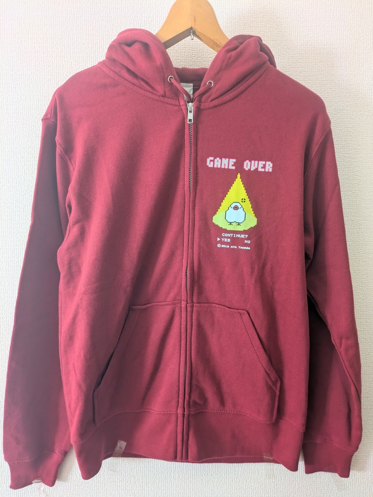 【30%OFF!SALE!】文鳥まつり17で大好評!パズルゲーム風デジタル文鳥ジップパーカー(カラー:バーガンディー)Mサイズのみ 7000円以上お買い上げプレゼント企画対象商品