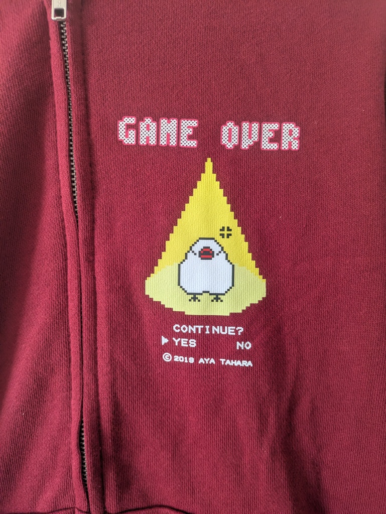 【30%OFF!SALE!】文鳥まつり17で大好評!パズルゲーム風デジタル文鳥ジップパーカー(カラー:バーガンディー)Mサイズのみ 7000円以上お買い上げプレゼント企画対象商品