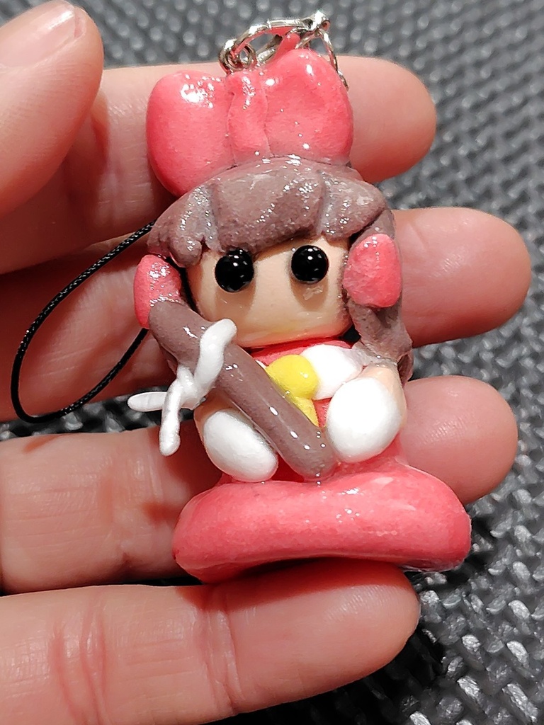 紙粘土 ハンドメイド 東方project 博麗霊夢 フィギュア ストラップ