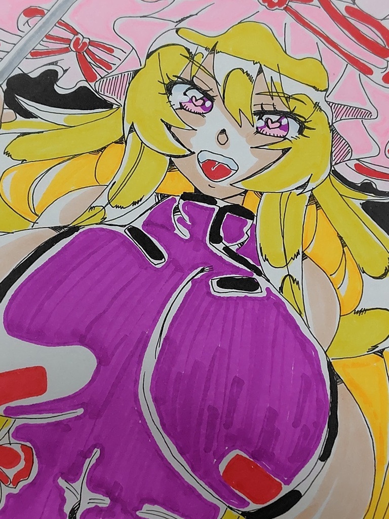 東方project 八雲紫 ゆかりん 原画イラスト イラスト ハート目 むちむち