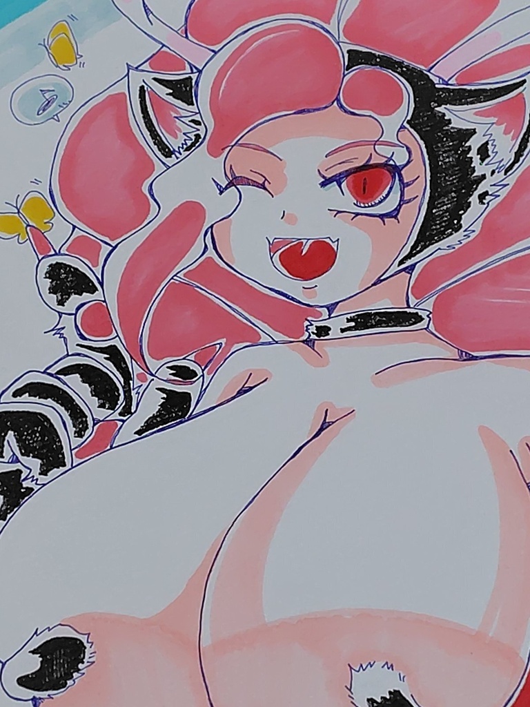 フェリシア 黒☓ピンク A4 手書きイラスト ファンアート