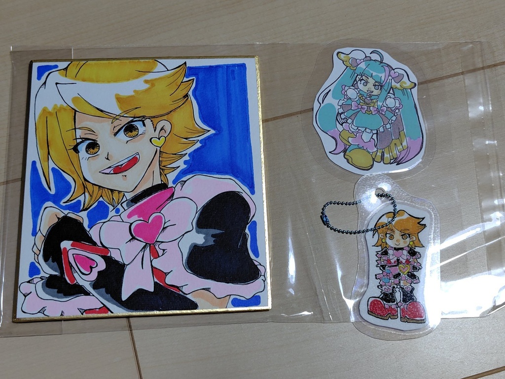 プリキュア 色紙とシャカシャカキーホルダー