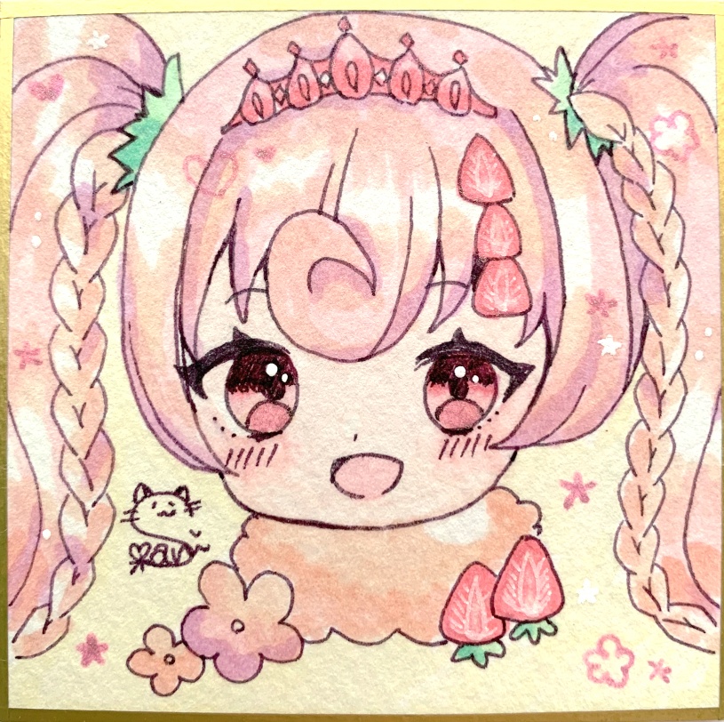 【原画色紙】ちびいちごみるくちゃん