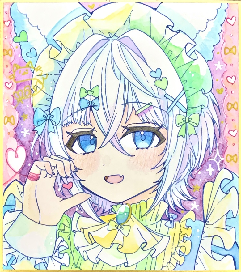 【原画色紙】幸運のねこちゃん