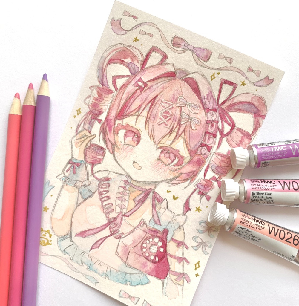 【原画】ポストカード（受話器ちゃん）