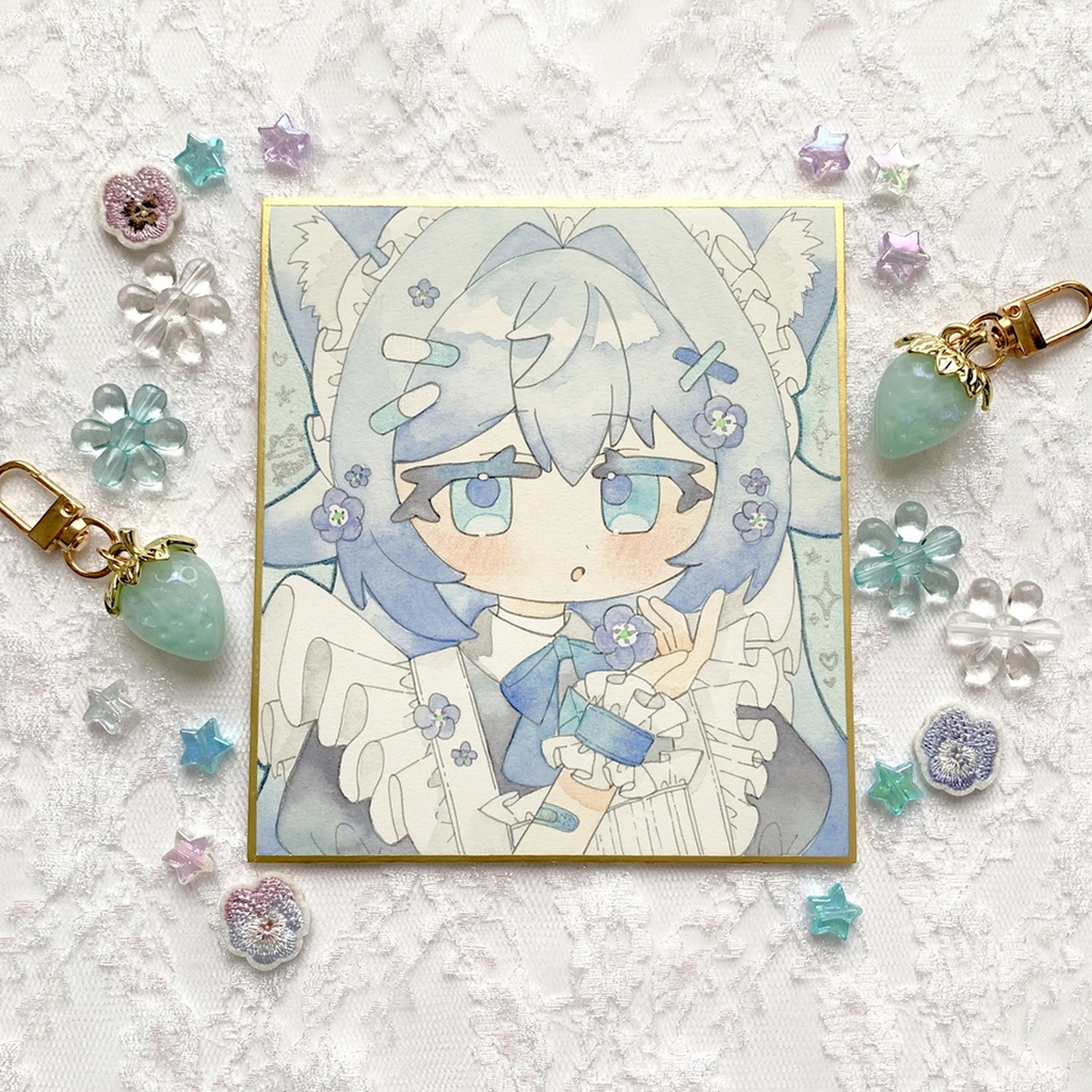 【原画色紙】らぴすちゃん(メイド.ネモフィラ)