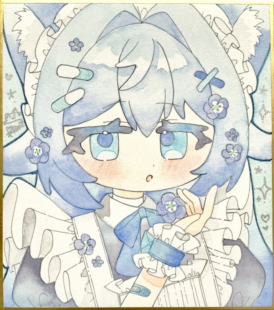 【原画色紙】らぴすちゃん(メイド.ネモフィラ)