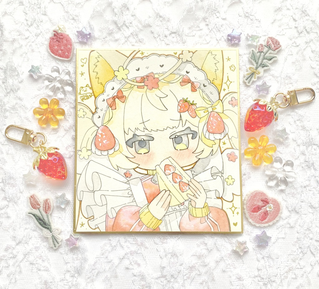 【原画色紙】ショートケーキちゃん(フルーツサンド)