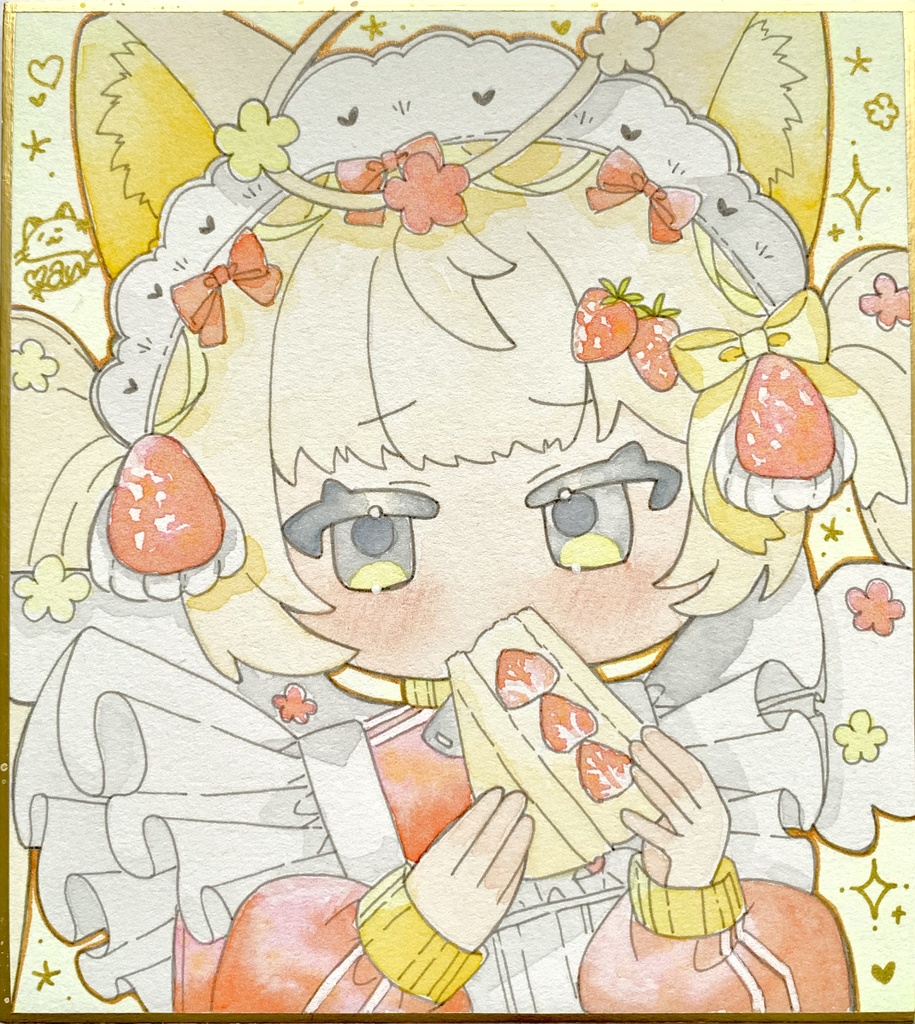 【原画色紙】ショートケーキちゃん(フルーツサンド)