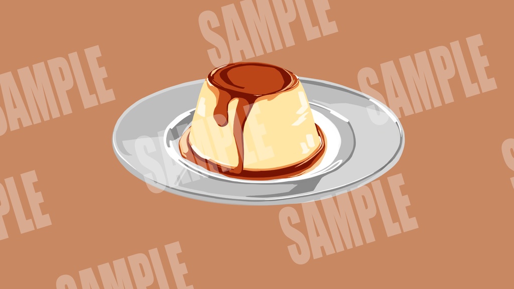 【配信・動画素材】上下に揺れるプリンの待機画面(ループ可/サンプル有り)